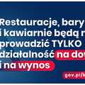 Restauracje nieczynne, ale jedzenie na wynos/dowóz wciąż dostępne